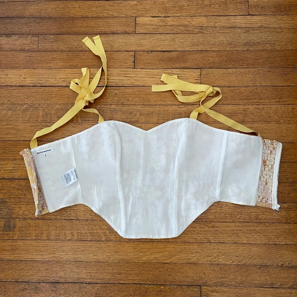 Reformation | Karoline Corset Floral Tie Crop Top in Color-Sunshine Bloom Size 2 - Picture 11 of 11